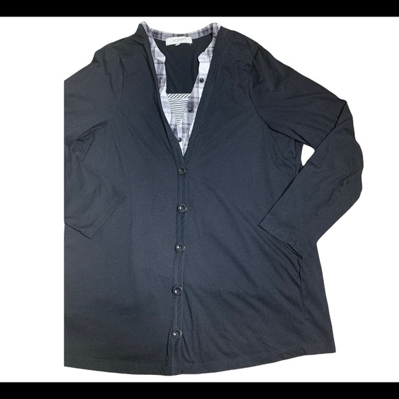 REITMANS AE Sport 3 In 1 Button Front Peekaboo Twofer Top Plaid/Black Size 2X - Picture 3 of 10